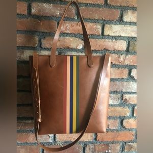 MADEWELL THE ZIP-TOP MEDIUM TRANSPORT TOTE: RAINBOW STRIPE EDITION New with Tags